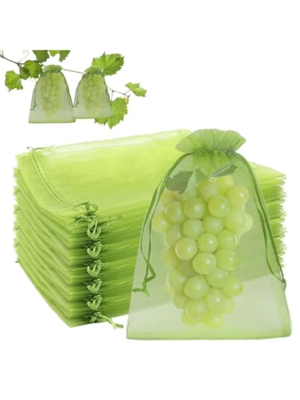 100 Pcs Fruit Protection Bags 8 x 12 Inch Green Netting Cover Bags